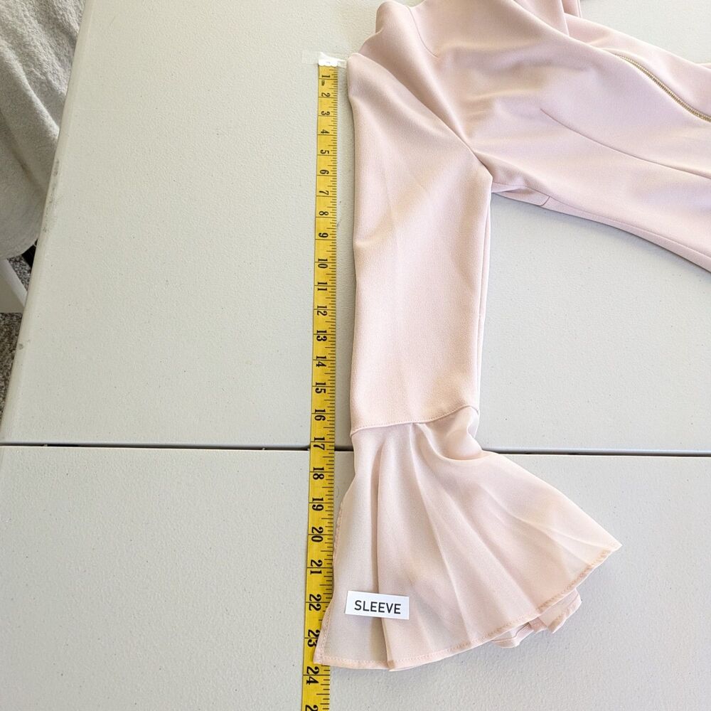 Calvin Klein Blush Pink Chiffon Bell Sleeve Sheath Dress Size 6 Button Detail - Picture 14 of 15